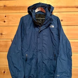 Men’s NORTH FACE HYVENT Blue & Tan Removable Hooded Size XL JACKET